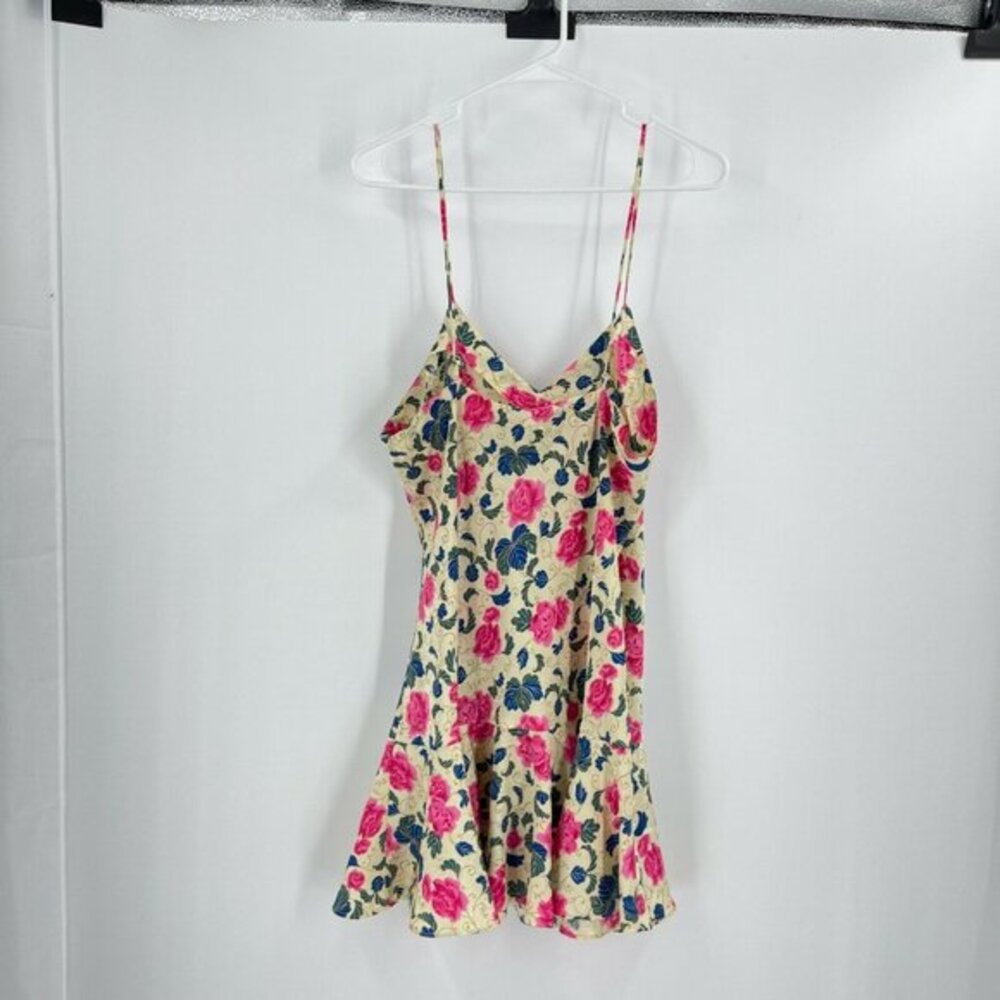 Victoria's Secret Dress Cream Blue Pink Floral Mini Y2K Grunge V-Neck Strap Sz M - Picture 5 of 7